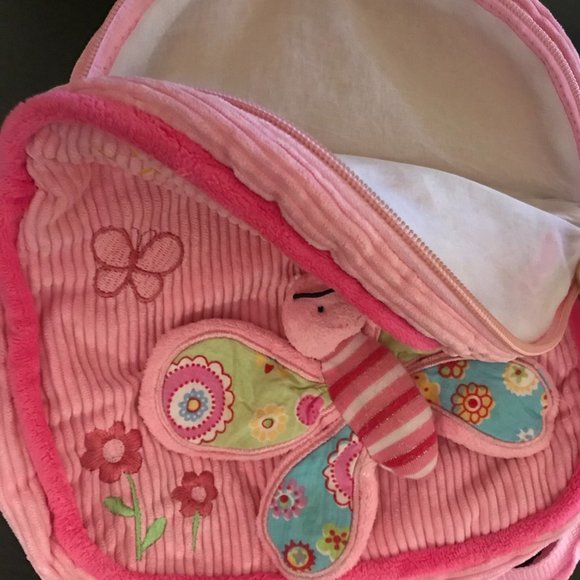 Kellytoy Pink Happy Bee Corduroy Backpack, 10" by 10" with Rounded Top, Ages 3+ - Picture 3 of 5